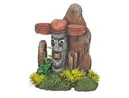 28477 NOBBY Aqua Ornaments "Wooden fence INDIAN" w.plants L15,0 x W9,5 x H18,0 cm - - PetsOffice