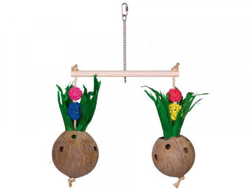 31728 NOBBY Coconuts with perch and corn leaves 50 x 40cm