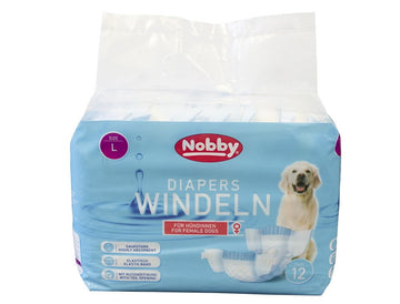 57174 NOBBY Diapers f. female dogs 12 pcs.; L ; 38 - 56 cm - - PetsOffice