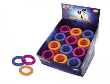 60454 NOBBY Rubber toy ring assorted colors 9 cm - - PetsOffice