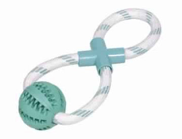 60474 NOBBY Rubber Ball with rope "DENTAL LINE" 30 cm - - PetsOffice