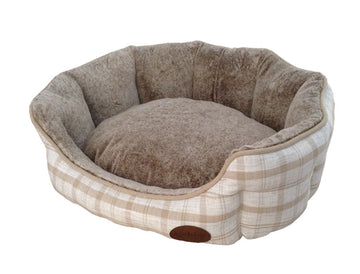 60697 NOBBY Comfort bed oval "CHECKER" lightgrey l x w x h: 86 x 70 x 24 cm - - PetsOffice