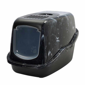 62474 NOBBY Cat toilett "NESTOR MARBLE" black/white - black 56x39x38,5cm