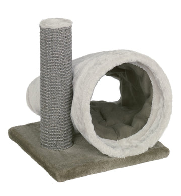 63263-82 NOBBY Scratch trunk "KIMO" with plush tunnel beige/grau 30 x 30 x 32 cm - - PetsOffice