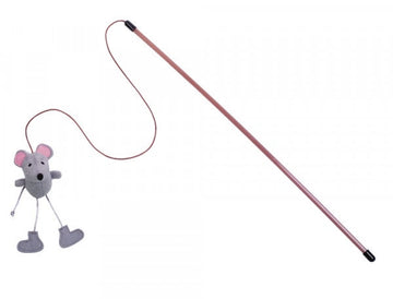 65902 NOBBY Rod with plush mouse pole: 50cm; band with toy: 60cm - - PetsOffice