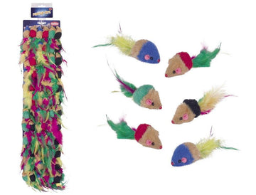 Paw & Joy Biggest Pet Supplies brand in Egypt | 66855 NOBBY Plush mouse short hair with rattle and feather 5 cm