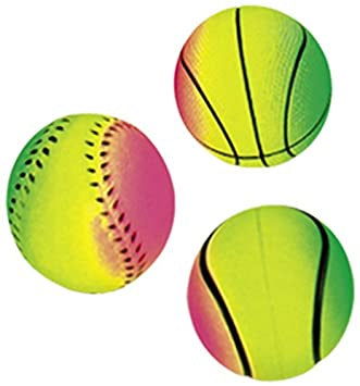 67204 Foam rubber balls "RAINBOW", assorted colors 6,3 cm; Net of 3 pcs - - PetsOffice