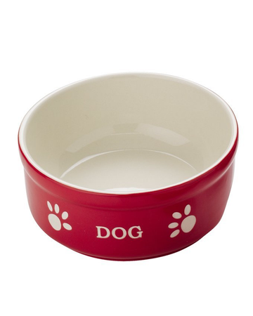 68769 NOBBY Dog ceramic bowl "DOG" Red 15,5 X 15,5 X 6,5 cm - - PetsOffice