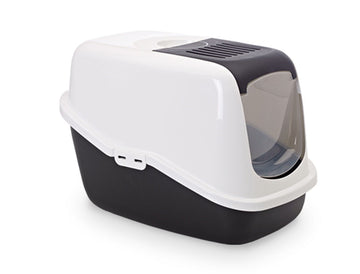 72067 NOBBY Cat Toilet "NESTOR" black / white / 56 x 39 x 38,5 cm - - PetsOffice