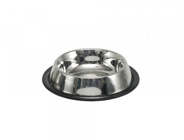 72811 NOBBY Stainless steel bowl, anti slip, flat / 15,5 cm 0,20 ltr - - PetsOffice