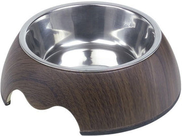73339 NOBBY Dog Melamine bowl "DARK WOOD" S: 14 x 4,5 cm, 160 ml - - PetsOffice