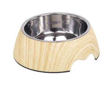 73342 NOBBY Dog Melamine bowl "LIGHT WOOD" S: 14 x 4,5 cm, 160 ml - - PetsOffice