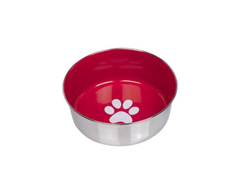 Paw & Joy Biggest Pet Supplies brand in Egypt | 73470 NOBBY Dog stainless steel bowl HEAVY PAW, anti slip red 16,5 cm 0,95 ltr