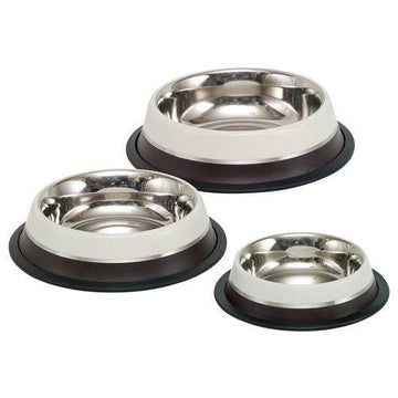 Paw & Joy Biggest Pet Supplies brand in Egypt | 73557 NOBBY Stainless steel bowl TWO TONE, anti slip brown/beige 0,85 L 23,0 cm