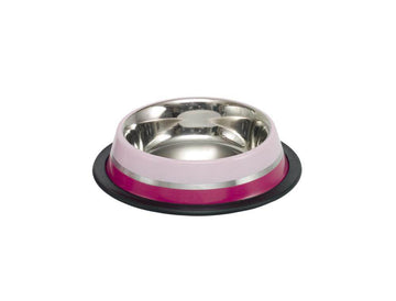 Paw & Joy Biggest Pet Supplies brand in Egypt | 73566 NOBBY Stainless steel bowl TWO TONE, anti slip fuchsia/pink 1,75 L 28,5 cm