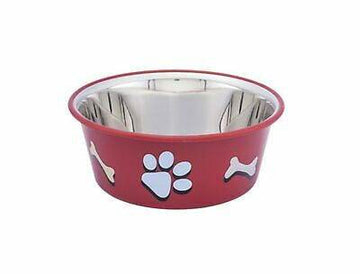 Paw & Joy Biggest Pet Supplies brand in Egypt | 73570 NOBBY Dog Stainless steel bowl CUTIE with paw, anti slip, red 0,40 L 11,5 cm