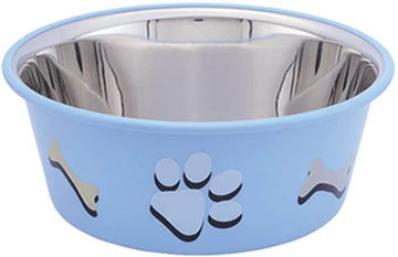 Paw & Joy Biggest Pet Supplies brand in Egypt | 73575 NOBBY Stainless steel bowl CUTIE with paw, anti slip lightblue 1,90 L 19,5 cm