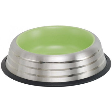 73643 NOBBY Stainless steel bowl ROYAL STRIPE, anti slip lightgreen 1,70 L 29,0 cm - - PetsOffice
