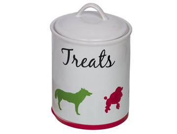73699 NOBBY Treat jar "FUN" white/colored Ø 15,5 X 21,5 cm - - PetsOffice