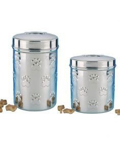 79095 NOBBY Snack-treat jar stainless steel Set 1x0,90 ltr + 1x1,65 ltr - - PetsOffice