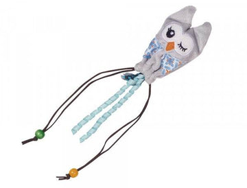 Paw & Joy Biggest Pet Supplies brand in Egypt | 80251 NOBBY Plush owl with wooden ball blue 25cm