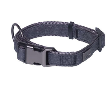 88740-05 NOBBY Collar "Linen Deluxe" black/grey l: 23-30 cm, w: 16 mm