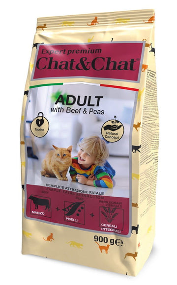 Chat&Chat Care Adult Beef&Peas Flavor Cat Dry Food 900g - - PetsOffice