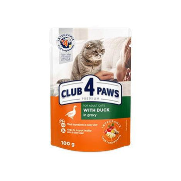 Paw & Joy Biggest Pet Supplies brand in Egypt | Club 4 Paws Cat Wet Food Duck Gravy Pouch 100g