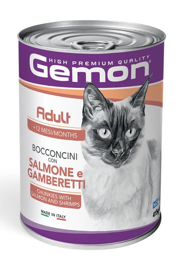 GEMON High Premium Chunks Salmon&Shrimps Cat Wet Food 415g
