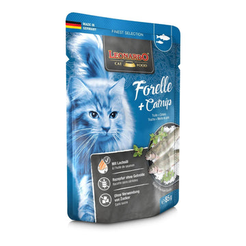 Paw & Joy Biggest Pet Supplies brand in Egypt | Leonardo Trout&Catnip Cat Wet Food 85g