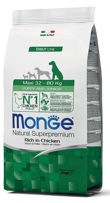Monge Super Premium Puppy&Junior Dog Dry Food 3kg - - PetsOffice
