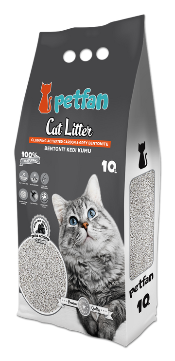 PETFAN Clumping Cat Litter Active Carbon 10L - - PetsOffice