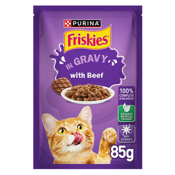 Purina Friskies Beef Chunks Gravy Cat Wet Food Pouch 85g