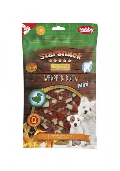 50453 NOBBY StarSnack Barbecue MINI Wrapped Duck 113g - Paw & Joy