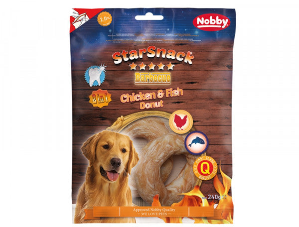 50749 NOBBY StarSnack Barbecue Chicken & Fish Donut 110 g, 6 cm, 4 Pcs
