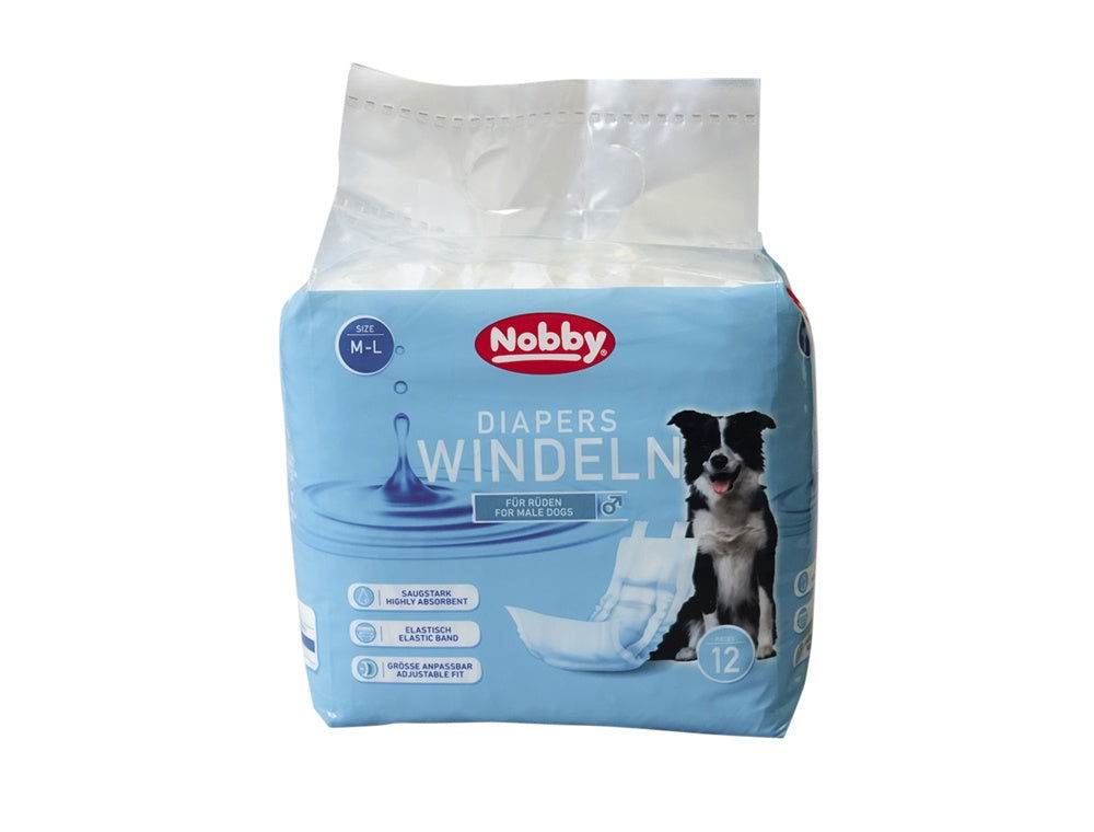 Paw & Joy Biggest Pet Supplies brand in Egypt | 57178 NOBBY Diapers f. male dogs 12 pcs.; L-XL ; 60 - 80 cm