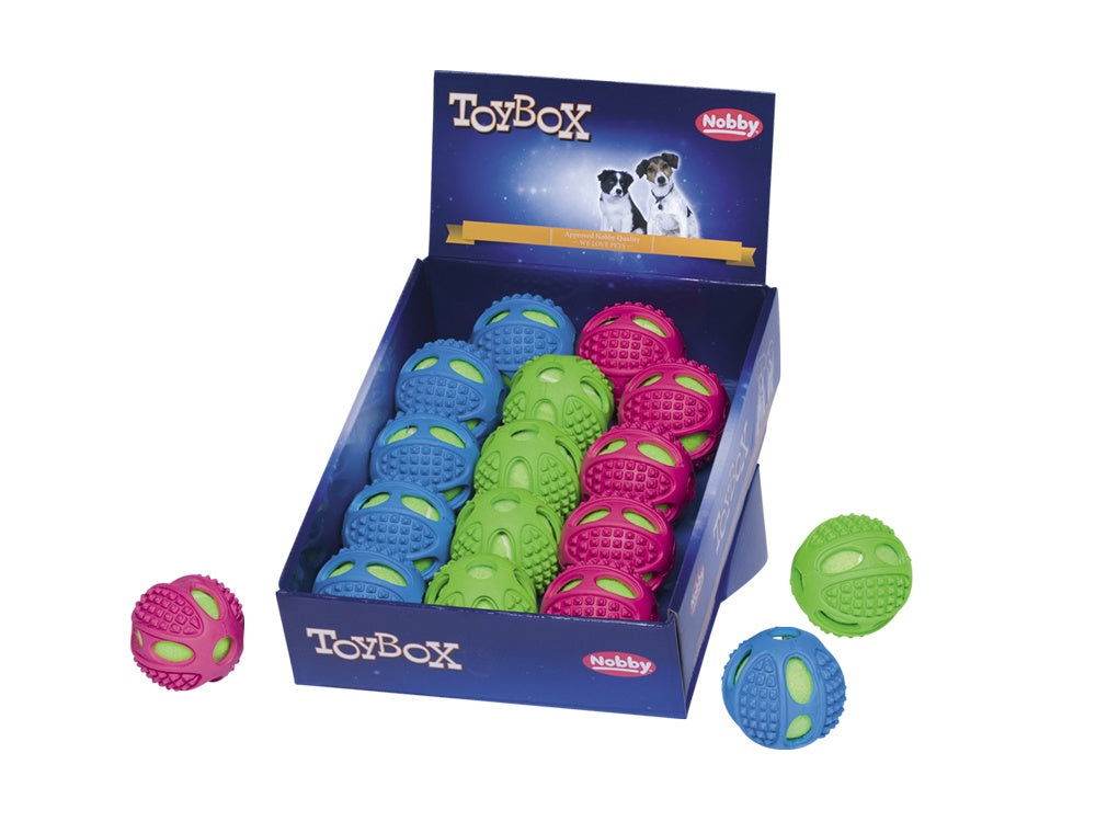 Paw & Joy Biggest Pet Supplies brand in Egypt | 60035 NOBBY Rubber with Tennisball assorted colours ﾝ 6 cm