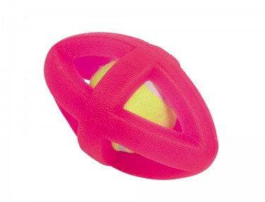 Paw & Joy Biggest Pet Supplies brand in Egypt | 60322 NOBBY TPR Rugby with tennis ball inside red 14,5 cm