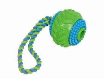 Paw & Joy Biggest Pet Supplies brand in Egypt | 60327 NOBBY TPR Ball with rope multi colour 8 cm