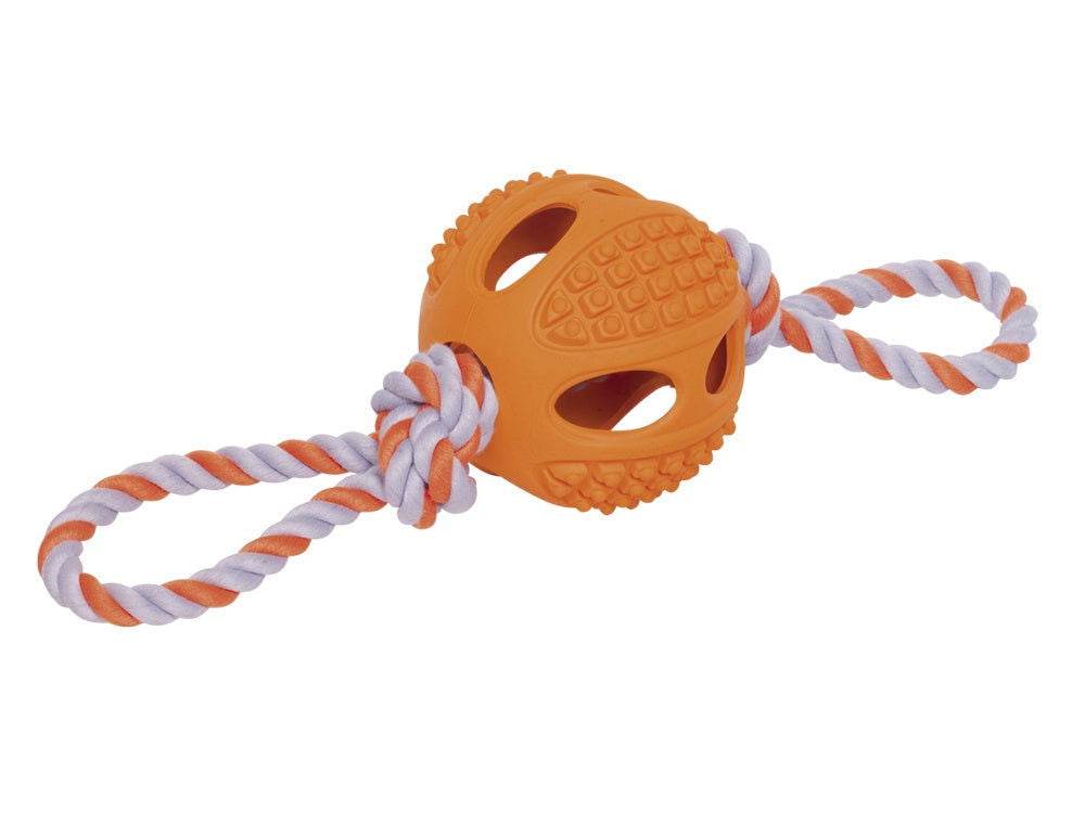 Paw & Joy Biggest Pet Supplies brand in Egypt | 60383 NOBBY Rubber ball with rope orange 9,5 cm