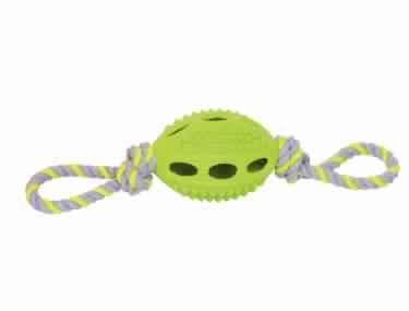 Paw & Joy Biggest Pet Supplies brand in Egypt | 60384 NOBBY Rubber football with rope green 10,0 cm