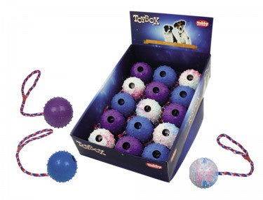 Paw & Joy Biggest Pet Supplies brand in Egypt | 60462 NOBBY Rubber ball with rope assorted colors 7 cm