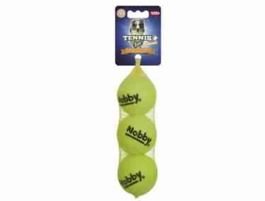 60482 NOBBY Tennis ball with squeeker M 6,5 cm; Net of 3 pcs -  - PetsOffice