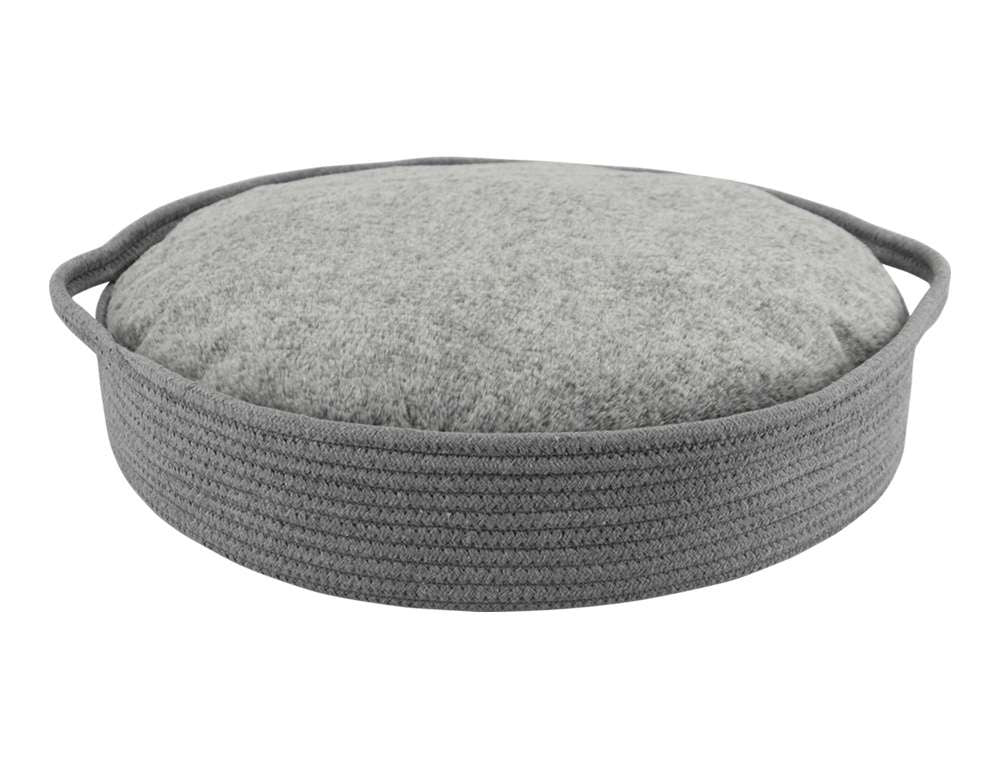61701 NOBBY Basket with plusch cushion round "NOLA" grey d x h: � 45 x 10 cm