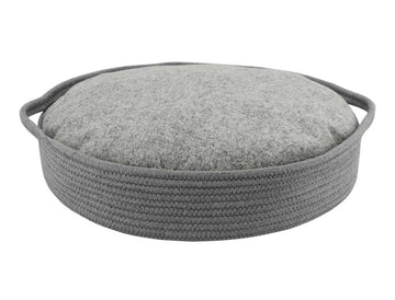 61701 NOBBY Basket with plusch cushion round "NOLA" grey d x h: � 45 x 10 cm