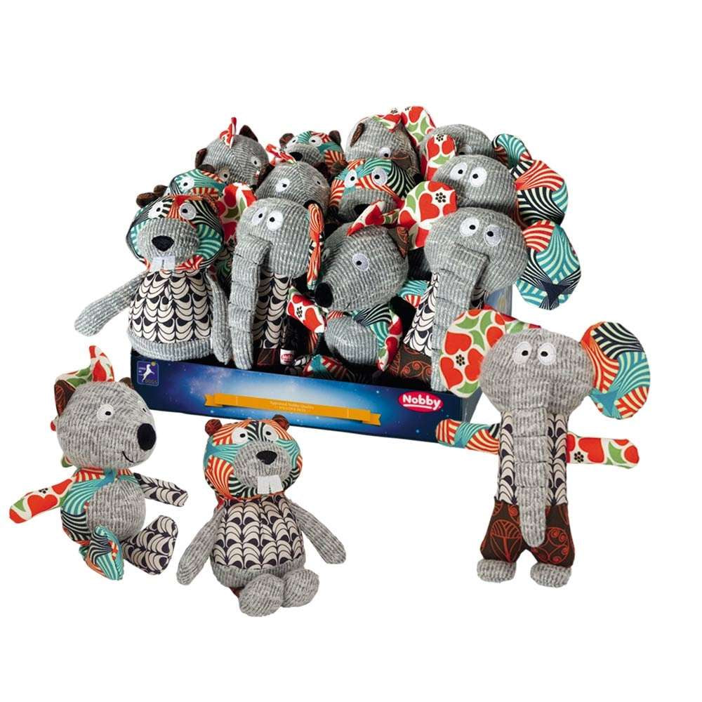 62420 NOBBY Plush animals "Patchwork" assorted 23-25cm
