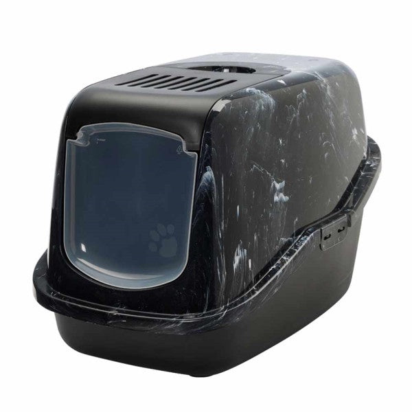 62474 NOBBY Cat toilett "NESTOR MARBLE" black/white - black 56x39x38,5cm