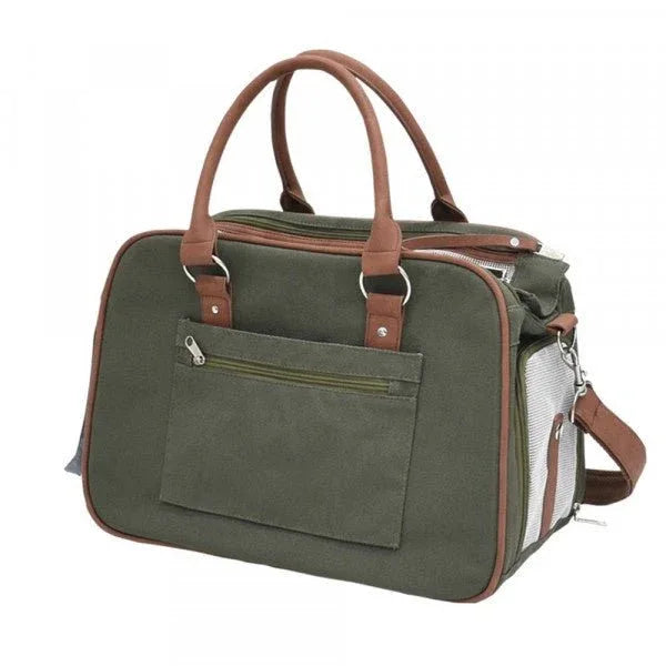 63984 NOBBY Carrier "PERKA" dark green L: 40 x 20 x 28cm - Paw & Joy