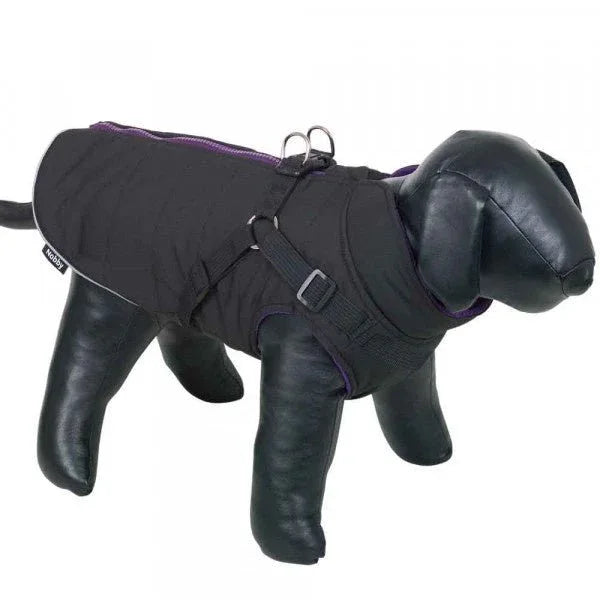 65553 NOBBY Dog coat "SOBAK 2 in 1" black-purple 20cm - Paw & Joy