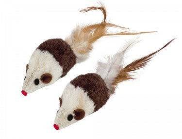 Paw & Joy Biggest Pet Supplies brand in Egypt | 66919 NOBBY Plush mouse with rattle and feather 2 pcs, 7 cm